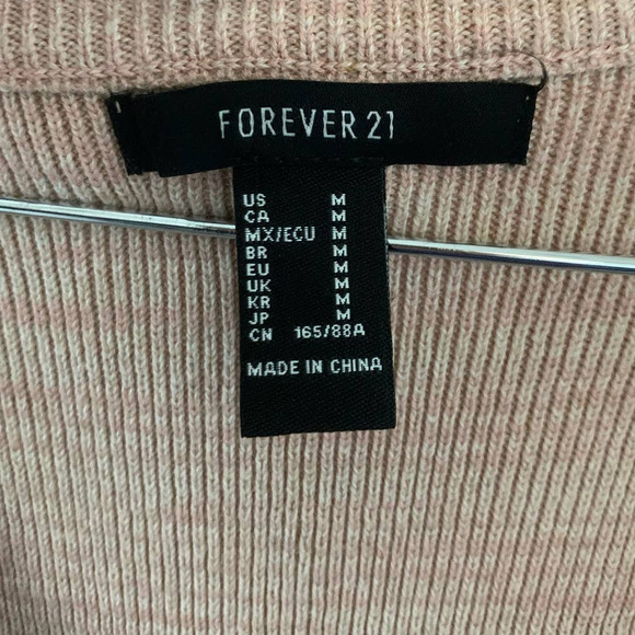 Forever 21 Nude Pink Side Slit Ribbed Short Sleeve Silhouette Dress Size M - Picture 8 of 8